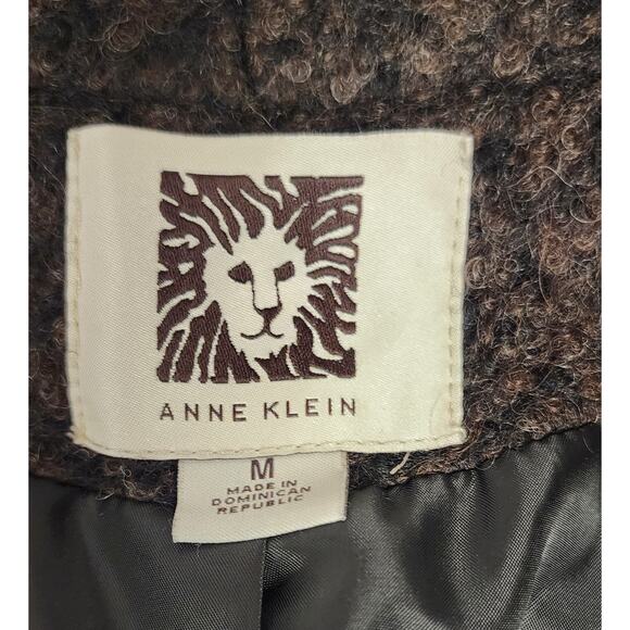 Ann Klein Tweed Wool Blend Mid Length Coat Jacket Size M Black/Reds - Picture 7 of 9